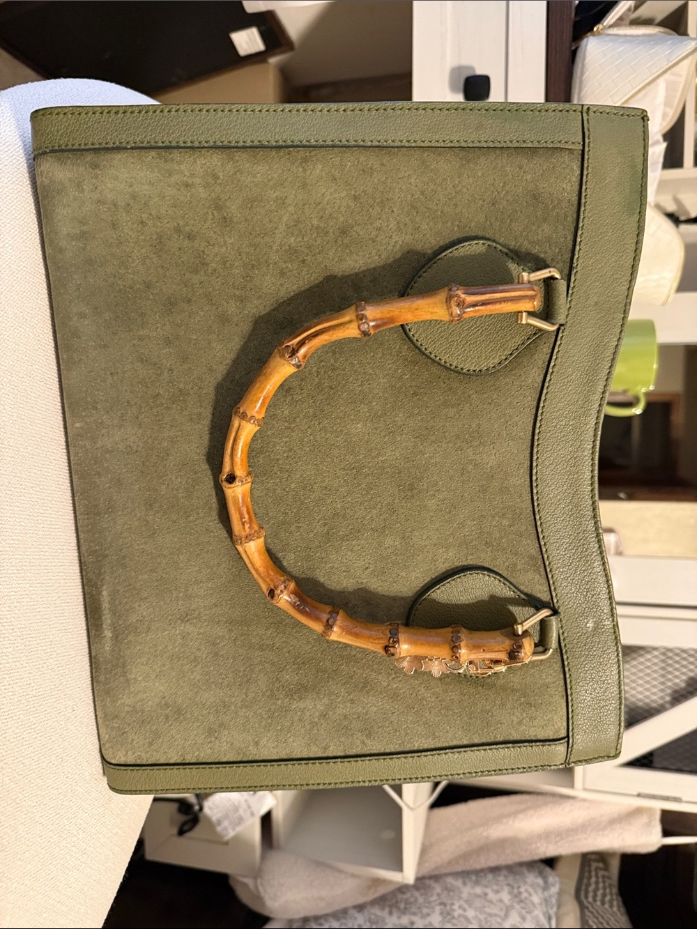 Gucci Diana Green Olive Suede